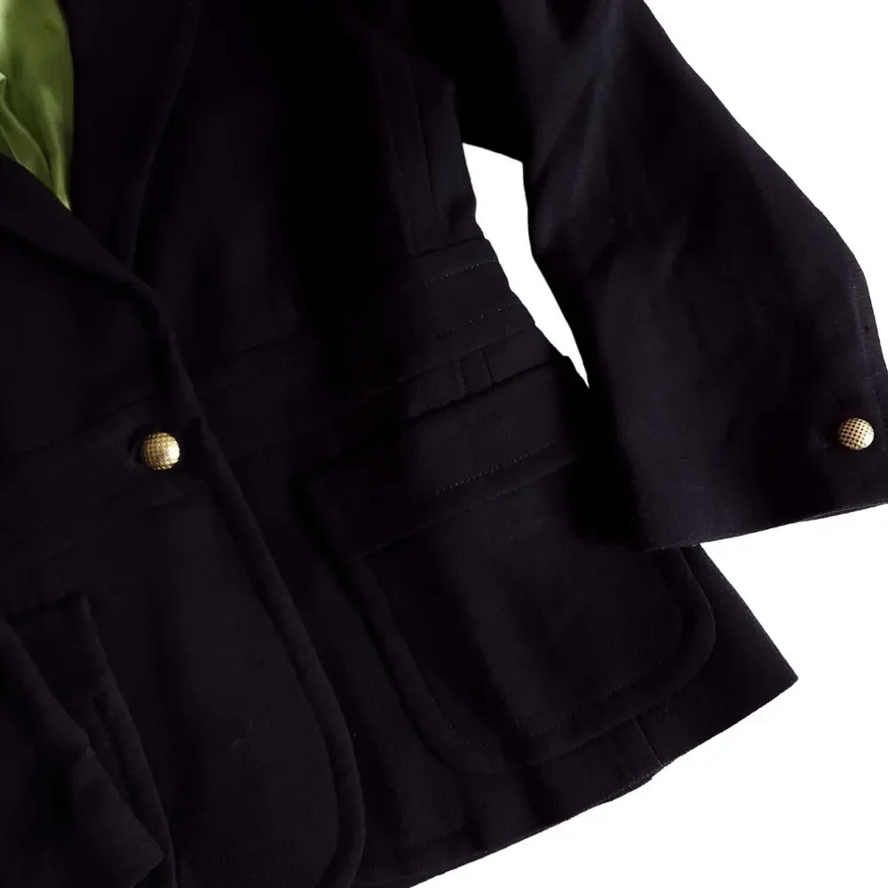 J CREW wool banded waist blazer black textured classic career suit jacket Size 8 - Picture 3 of 5